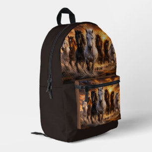 Wild Spirit Stampede – Majestic Running Horses Art Printed Backpack