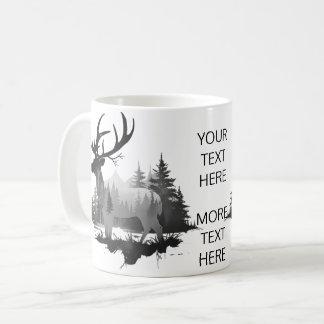 Wild stag deer standing in the forest coffee mug