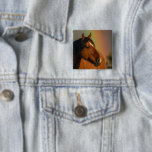Wild Stallion, Golden Light and Rainbow 2 Inch Square Button<br><div class="desc">Wild Stallion,  Golden Light and Rainbow</div>