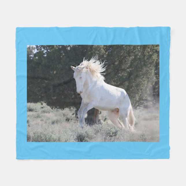 Wild Stallion Survivor Fleece Blanket  (Front (Horizontal))