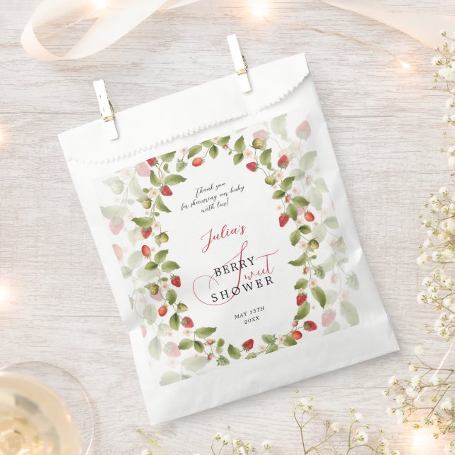 WILD STRAW BERRY SWEET BABY SHOWER FAVOUR BAG (Clipped)