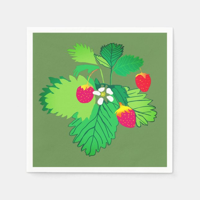 Wild Strawberries  Cocktail Paper Napkins (Front)