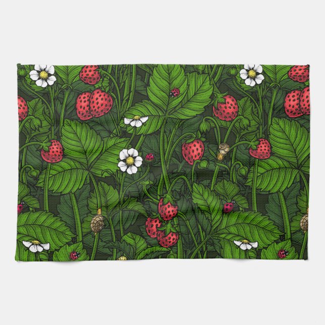 Wild strawberries kitchen towel (Horizontal)