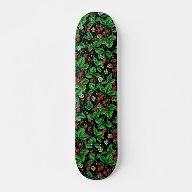 Wild strawberries on black skateboard (Front)