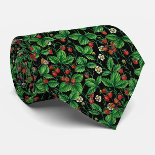 Wild strawberries on black tie
