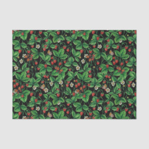 Wild strawberries on black tissue paper