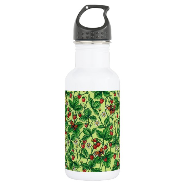 Wild strawberries on honeydew 532 ml water bottle (Front)