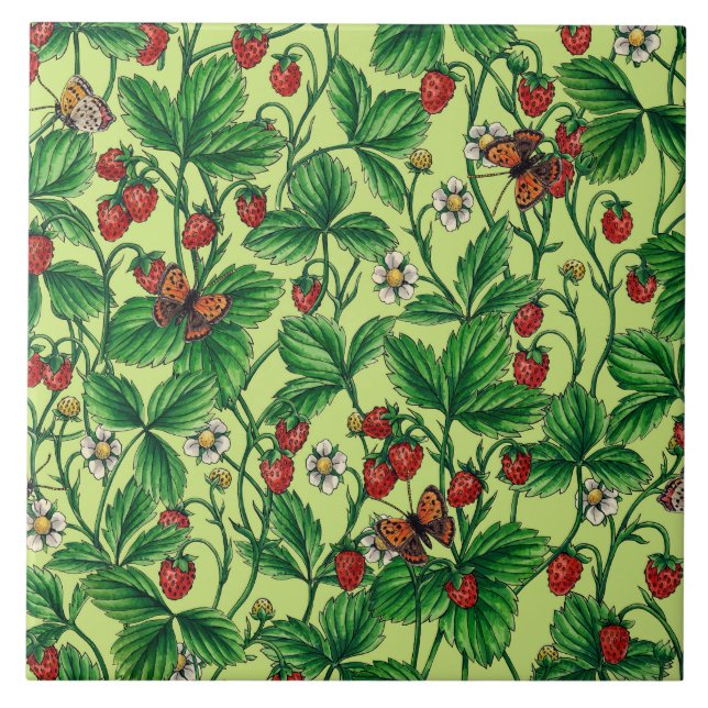 Wild strawberries on honeydew tile (Front)
