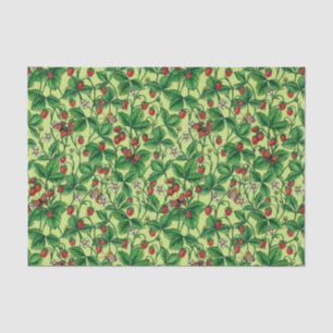 Wild strawberries on honeydew tissue paper