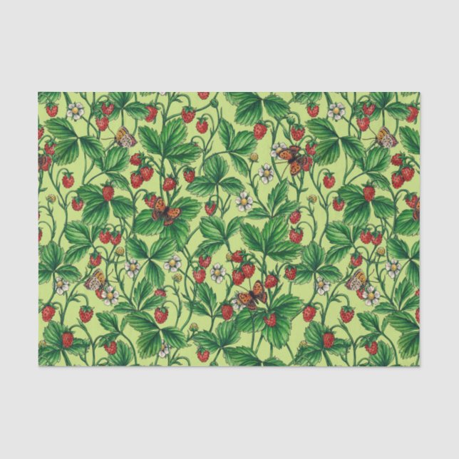 Wild strawberries on honeydew tissue paper (Front)