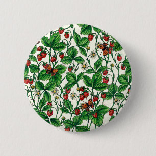 Wild strawberries on off white 2 inch round button