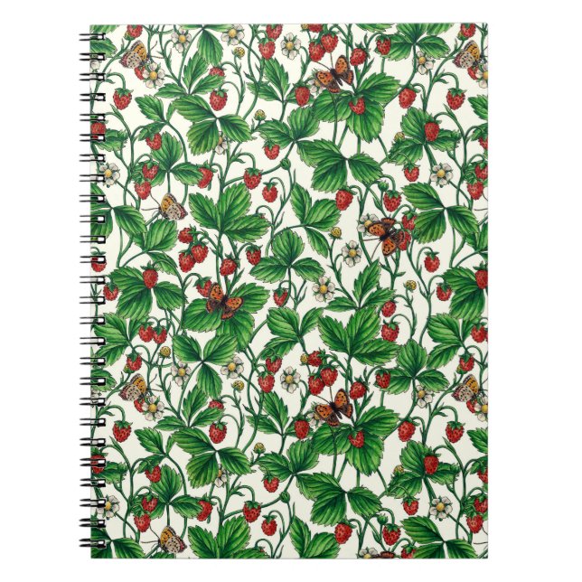 Wild strawberries on off white notebook (Front)