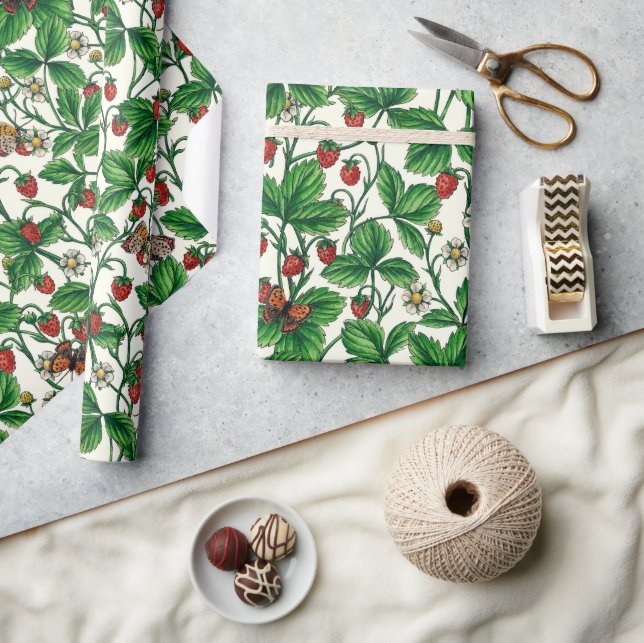 Wild strawberries on off white wrapping paper (Crafts)