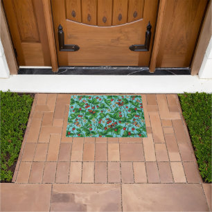 Wild strawberries on pool blue doormat