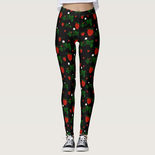 Wild Strawberries Pattern Leggings (Front)