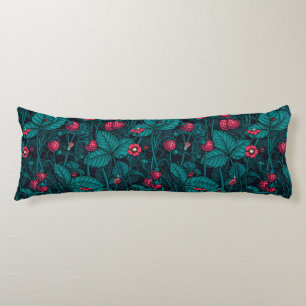 Wild strawberries, red and blue body pillow