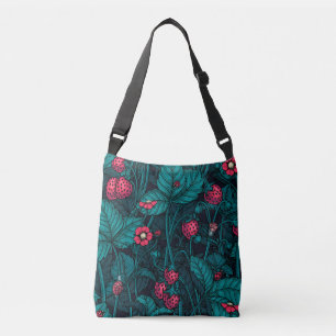 Wild strawberries, red and blue crossbody bag