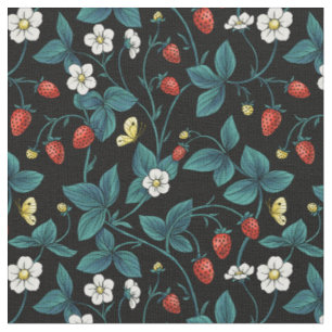 Wild strawberries red/yellow/blue/black fabric