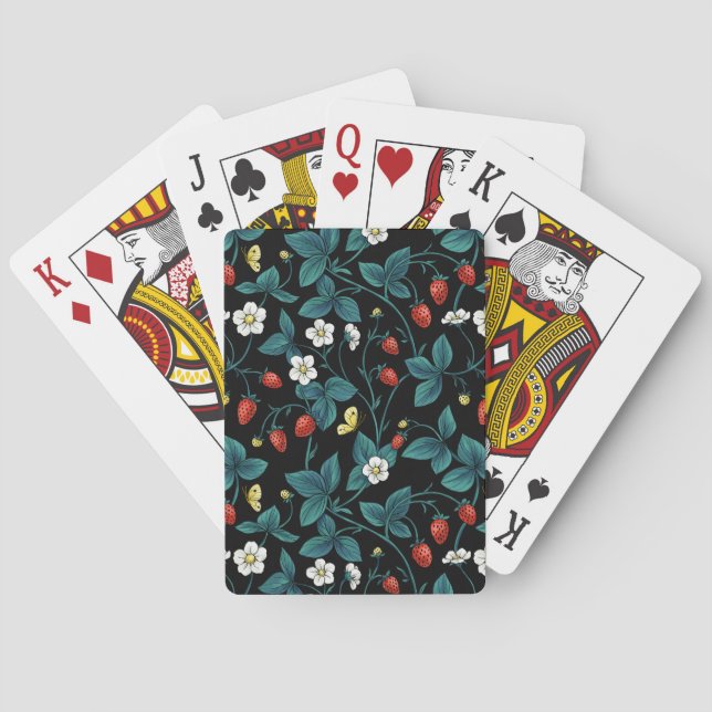 Wild strawberries red/yellow/blue/black playing cards (Back)