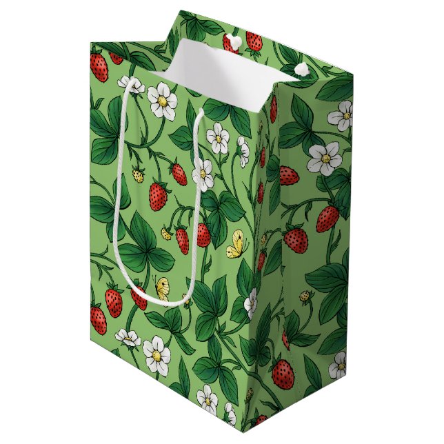 Wild strawberries red/yellow/green/ medium gift bag (Front Angled)
