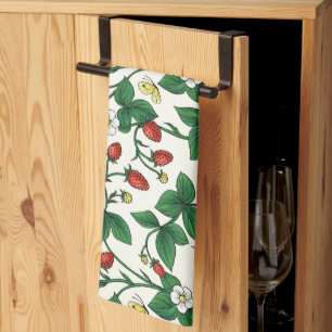 Wild strawberries red/yellow/green/off white kitchen towel