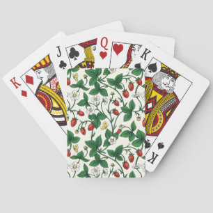 Wild strawberries red/yellow/green/off white playing cards