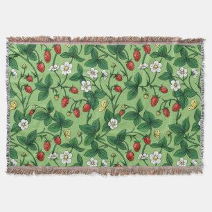 Wild strawberries red/yellow/green/ throw blanket
