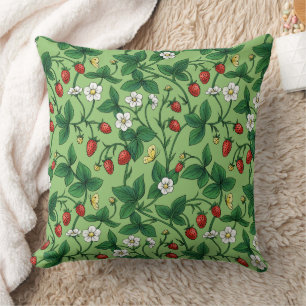 Wild strawberries red/yellow/green/ throw pillow