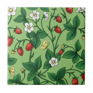 Wild strawberries red/yellow/green/ tile