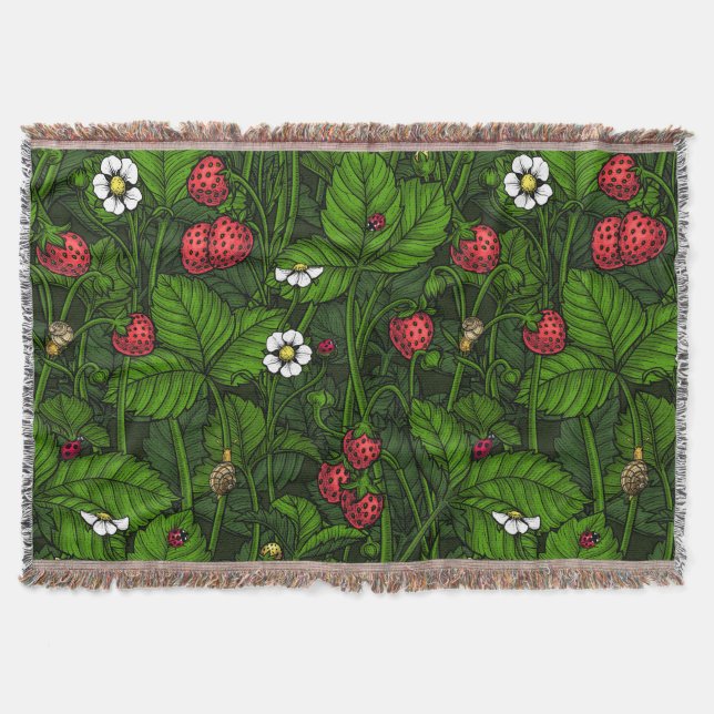 Wild strawberries throw blanket (Front)