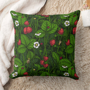 Wild strawberries throw pillow