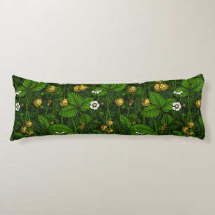 Wild strawberries, yellow and green body pillow