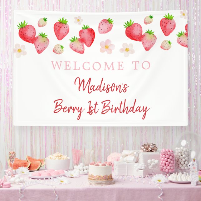 Wild Strawberry Berry Sweet Birthday Banner (Party)