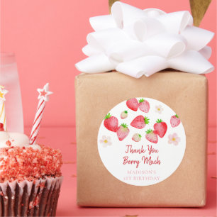 Wild Strawberry Berry Sweet Birthday Classic Round Sticker