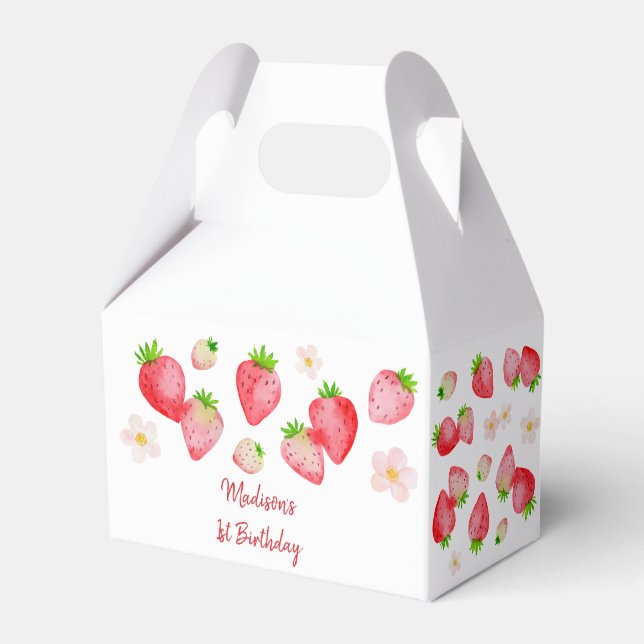 Wild Strawberry Berry Sweet Birthday Favor Box (Front Side)
