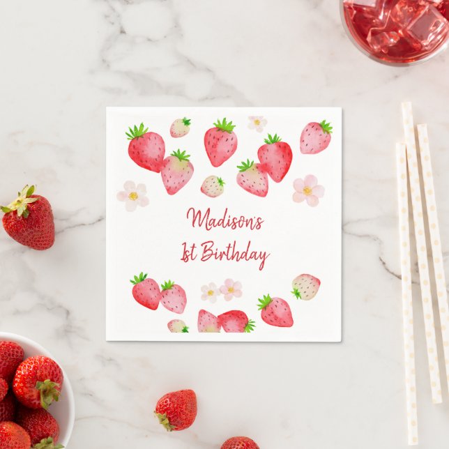 Wild Strawberry Berry Sweet Birthday Napkin (Insitu)