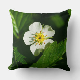 Wild Strawberry Flower Throw Pillow