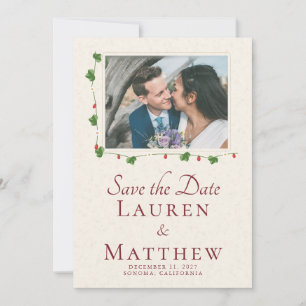 Wild Strawberry Summer Photo Wedding Save the Date Invitation