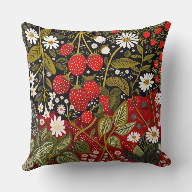 Wild Strawberry Throw Pillow (Back)