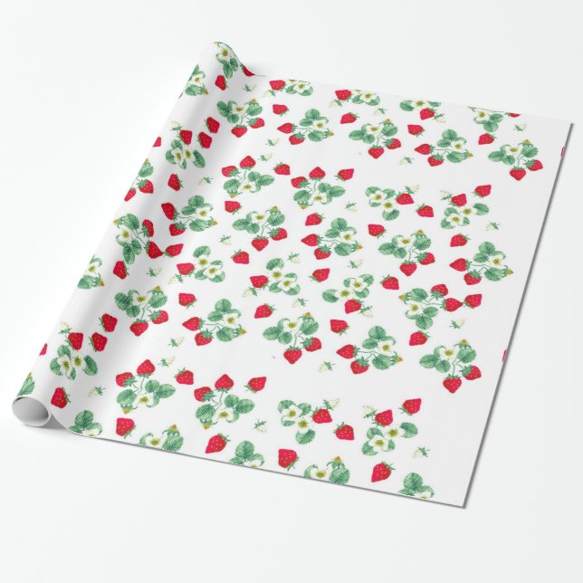 Wild Strawberry Wrapping Paper (Unrolled)