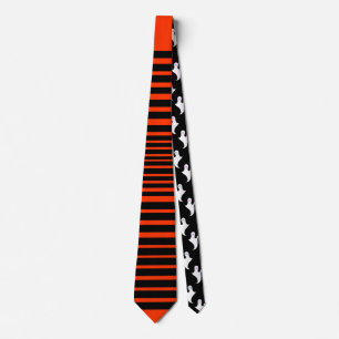 Wild Stripe Tie (Brick Orange) With Ghosties