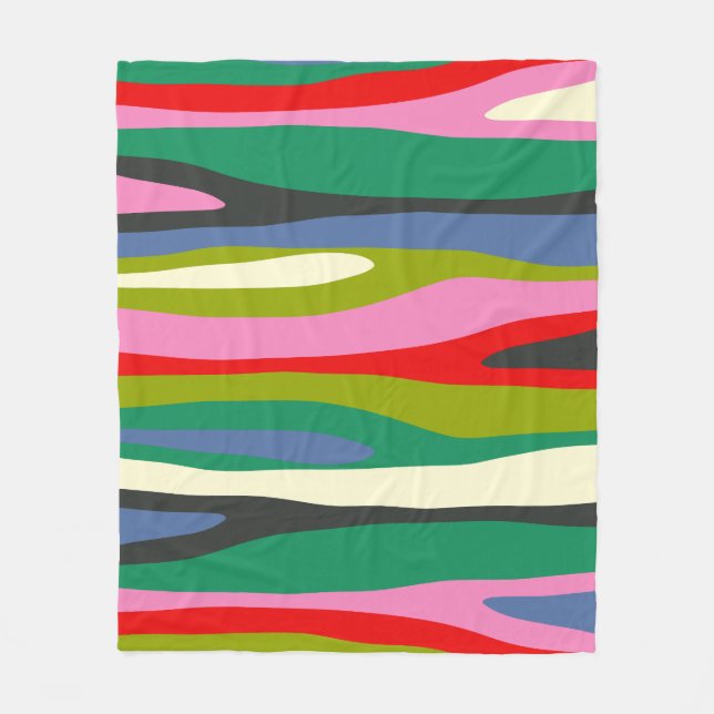 Wild Stripes Modern Multicolor Abstract Pattern Fleece Blanket (Front)