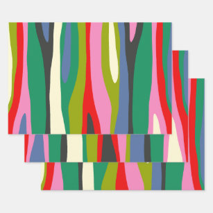 Wild Stripes Modern Multicolor Abstract Pattern Wrapping Paper Sheet