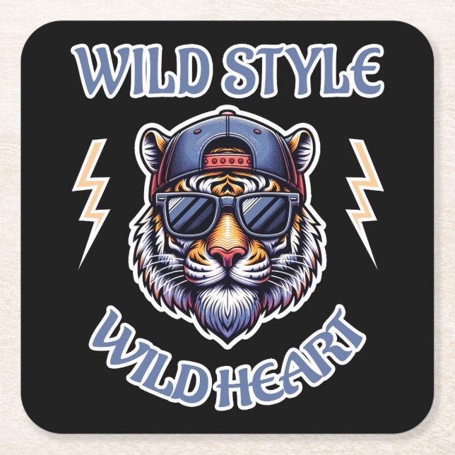 Wild Style, Wild Heart Square Paper Coaster (Front)