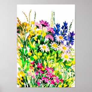 Wild summer flowers in the field poster