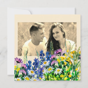 Wild summer flowers save the date announcement