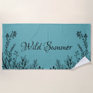 Wild Summer Wildflower Doodles Beach Towel