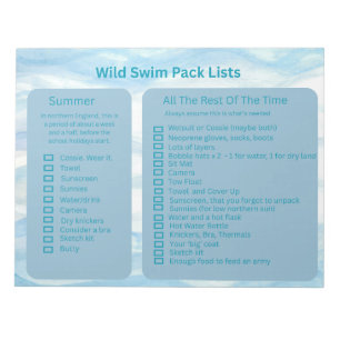 Wild Swimmers Pack List Pages Notepad
