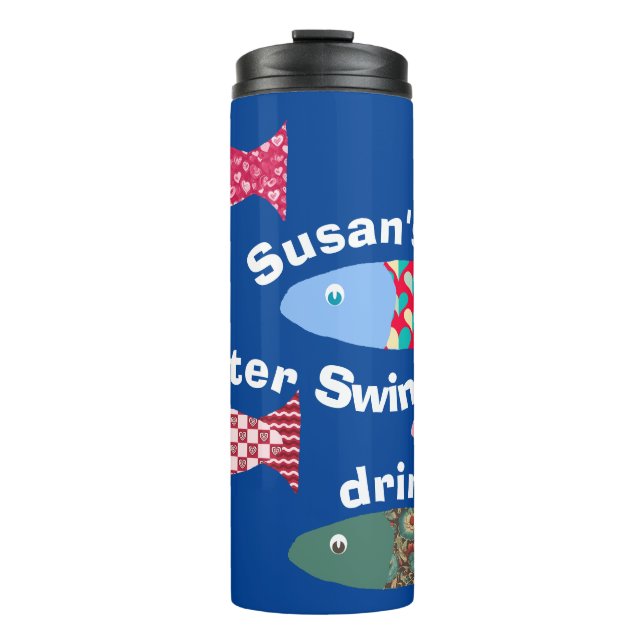 Wild swimming After Swim Drink Flask Personalized Thermal Tumbler (Front)