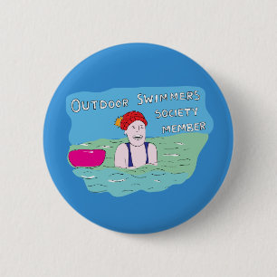 Wild swimming outdoor swimmer club member 2 inch round button